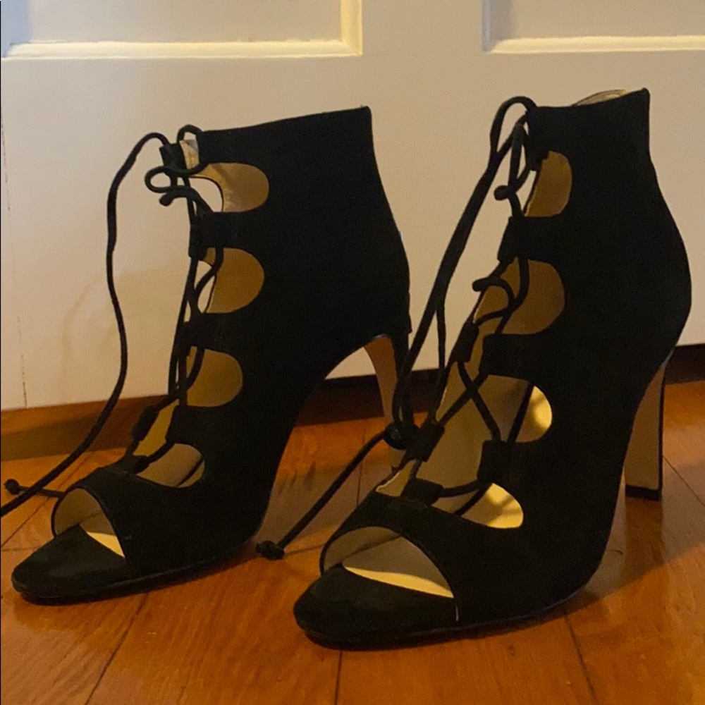Black lace up heels